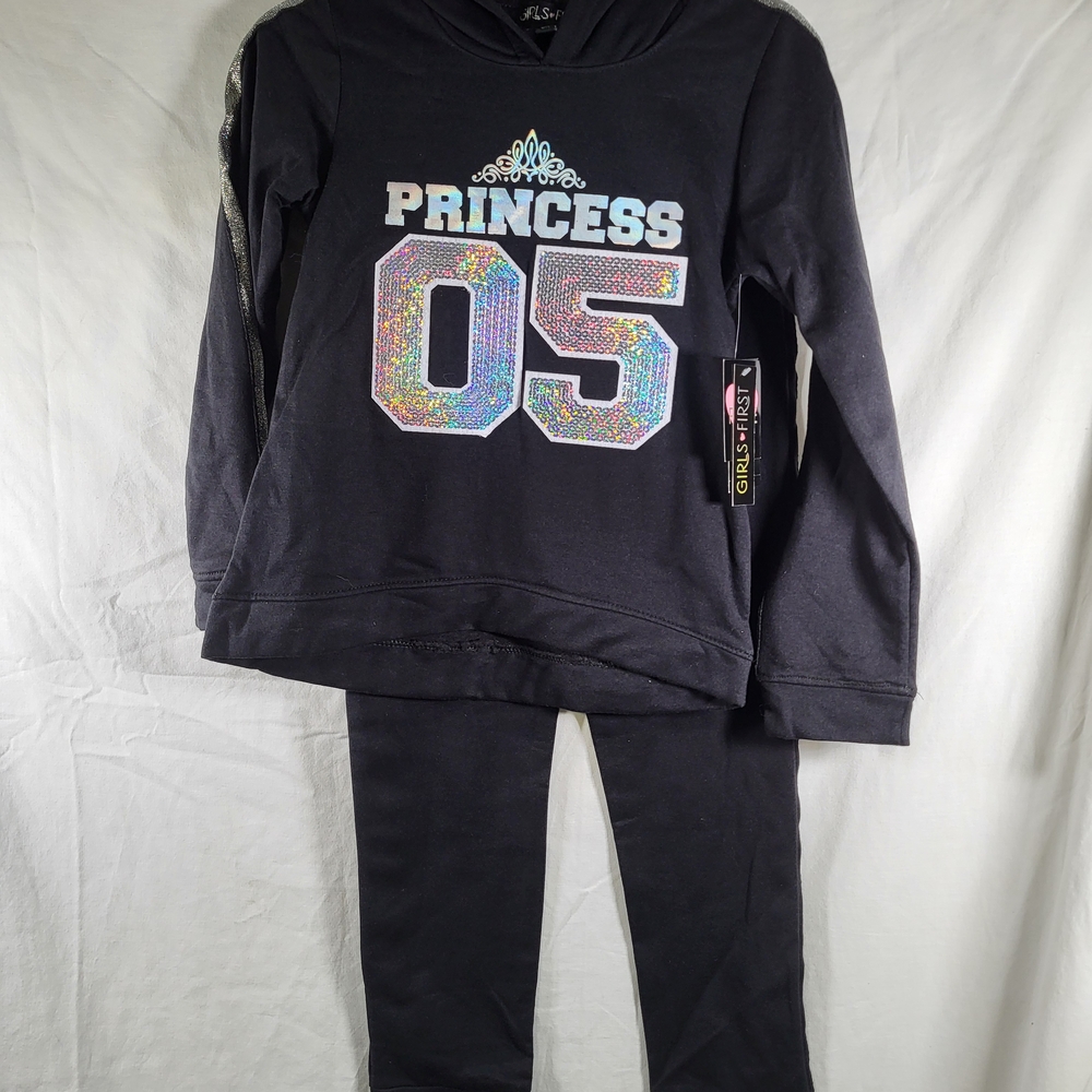 Nwt Girls Size 6X Princess Hoodie And Sweatpants Set Outfit